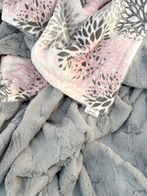 Load image into Gallery viewer, High-quality Blush Blooms LUXE adult Minky blanket, perfect for adding comfort and style to your living room or bedroom.