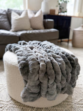 Load image into Gallery viewer, Gray Fog Lumi - Adult Luxe Minky Blanket