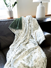 Load image into Gallery viewer, Versatile LUXE Basil Snowy Owl Minky blanket, perfect as a cozy throw for your living room or extra warmth for your bed.