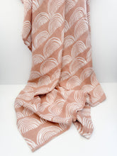 Load image into Gallery viewer, Durable and versatile Dusty Pink Arches bamboo swaddle, transitioning from swaddle to blanket, car seat cover, or burp cloth.