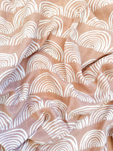Load image into Gallery viewer, Gentle, hypoallergenic Dusty Pink Arches bamboo swaddle, the perfect gift for new parents seeking a peaceful sleep for their baby.