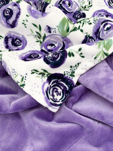 Blankets - Eggplant Rosie - Soft Baby Minky Blanket