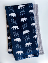 Load image into Gallery viewer, Blankets - Navy Bearfoot - Soft Baby Minky Blanket