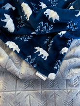 Load image into Gallery viewer, Blankets - Navy Bearfoot - Soft Baby Minky Blanket