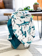 Load image into Gallery viewer, Blankets - Teal Fintastic - Soft Toddler Minky Blanket