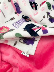 Fuchsia Hit The Road - Soft Baby Minky Blanket