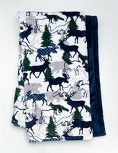 Load image into Gallery viewer, Navy Forest Park - Soft Baby Minky Blanket