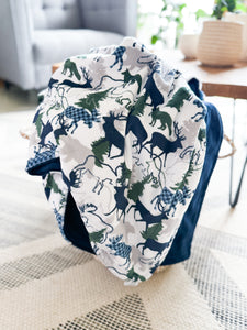 Navy Forest Park - Adult Minky Blanket