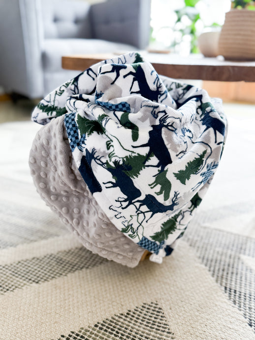 Navy Forest Park - Youth Minky Blanket