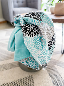 Teal Blooms - Toddler Minky Blanket