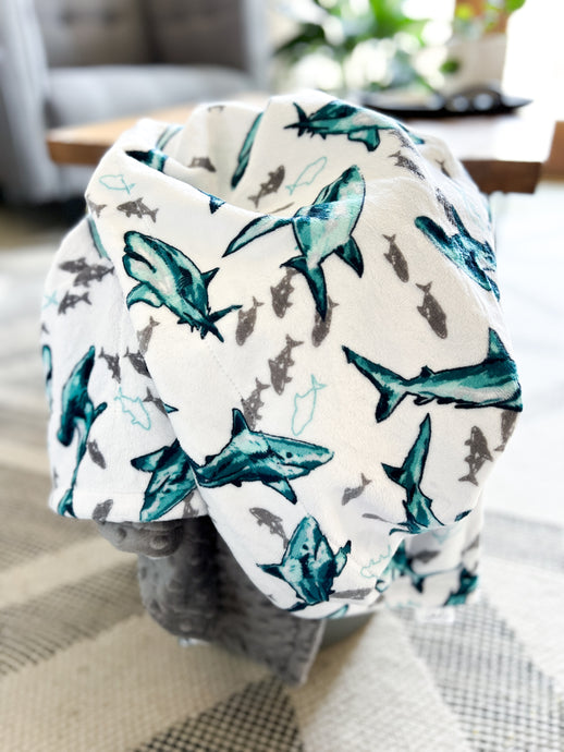 Teal Fintastic - Toddler Minky Blanket