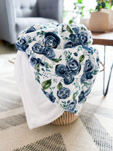 Load image into Gallery viewer, Navy Rosie - Adult Minky Blanket