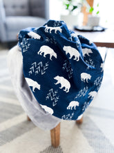 Load image into Gallery viewer, Navy Bearfoot - Baby Minky Blanket