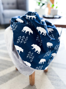 Navy Bearfoot - Baby Minky Blanket