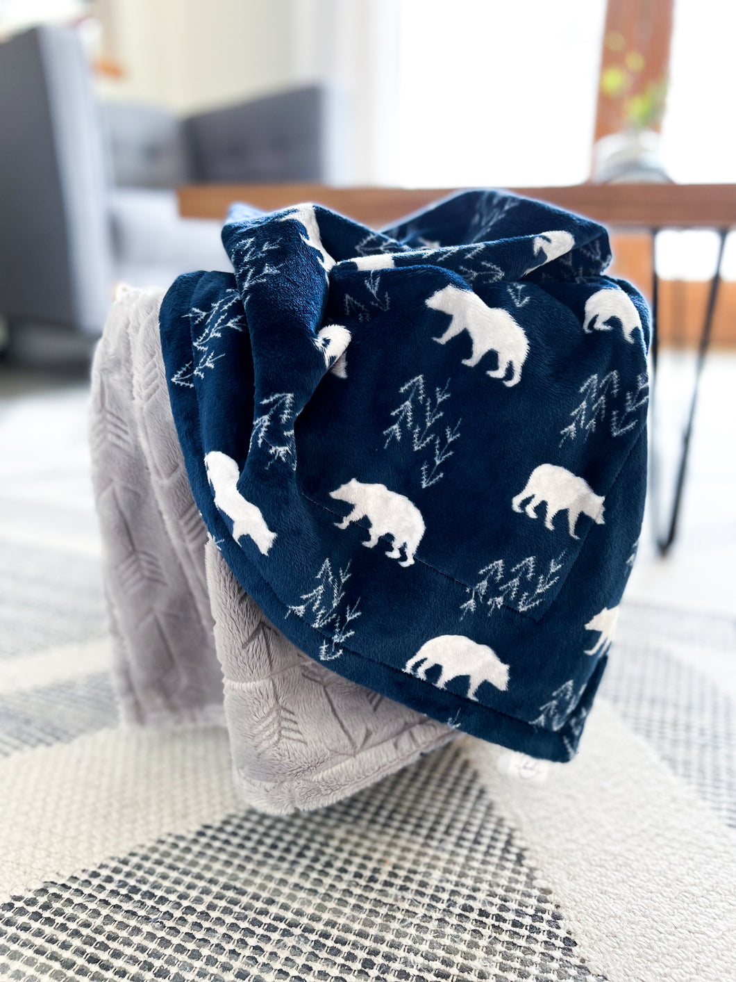 Navy Bearfoot - Youth Minky Blanket