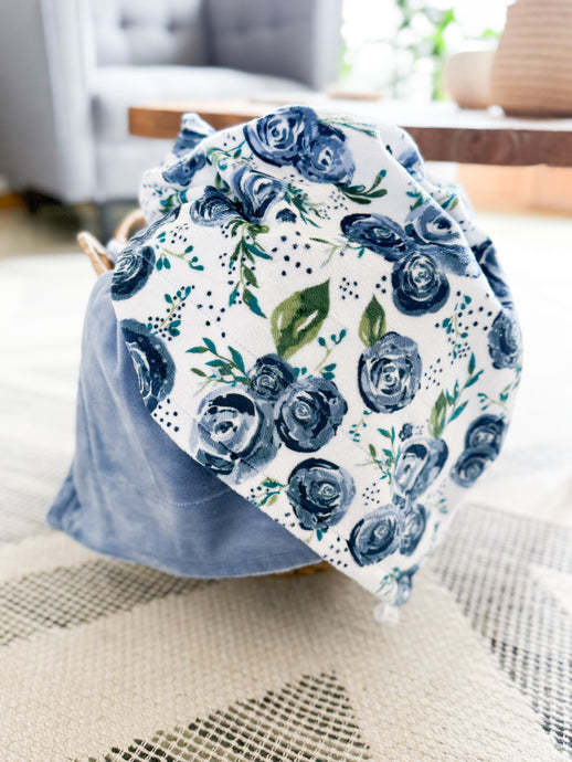 Navy Rosie - Youth Minky Blanket