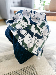 Navy Forest Park - Youth Minky Blanket