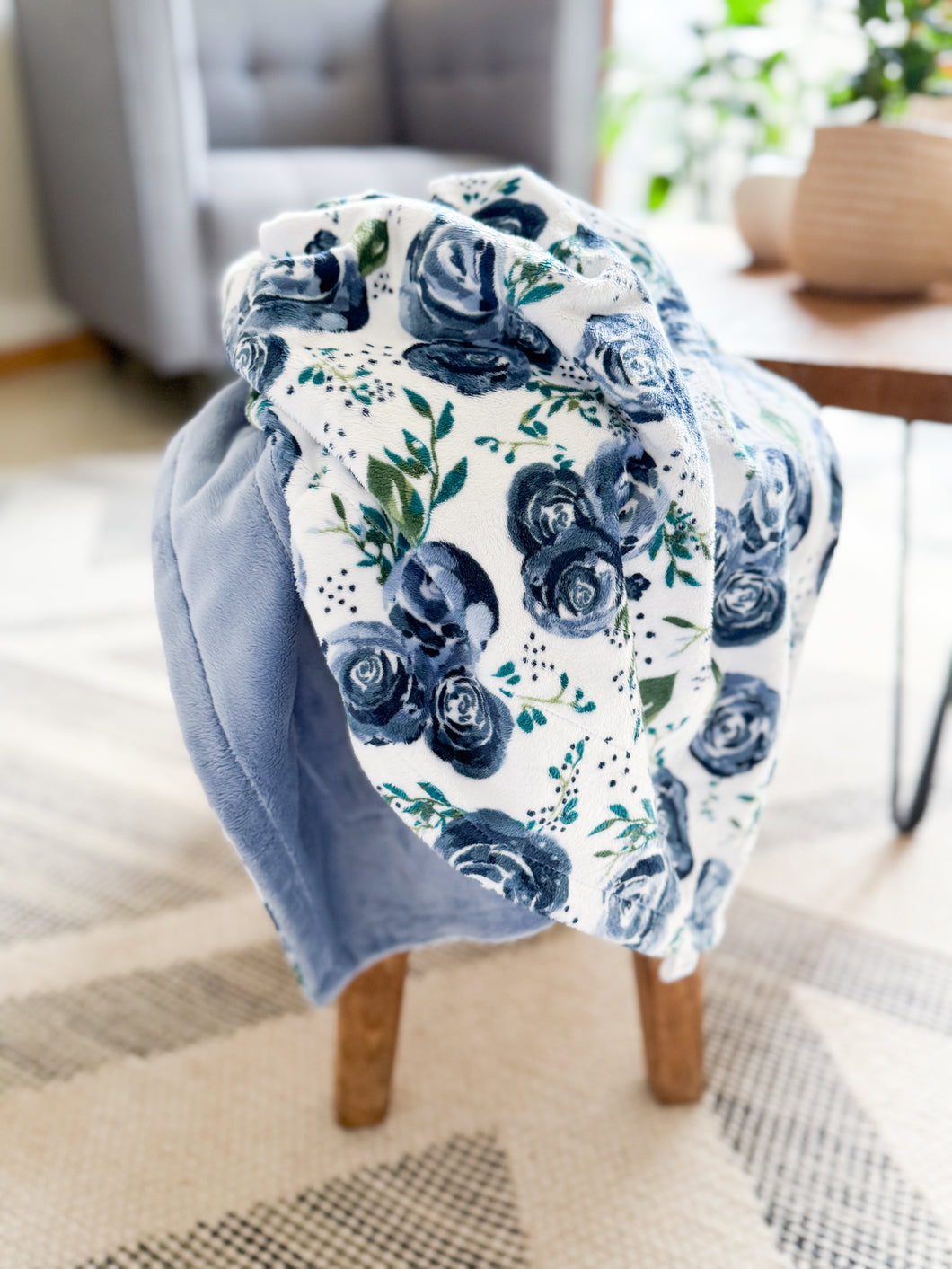 Navy Rosie - Baby Minky Blanket