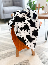 Load image into Gallery viewer, Cow Moo - Baby Minky Blanket