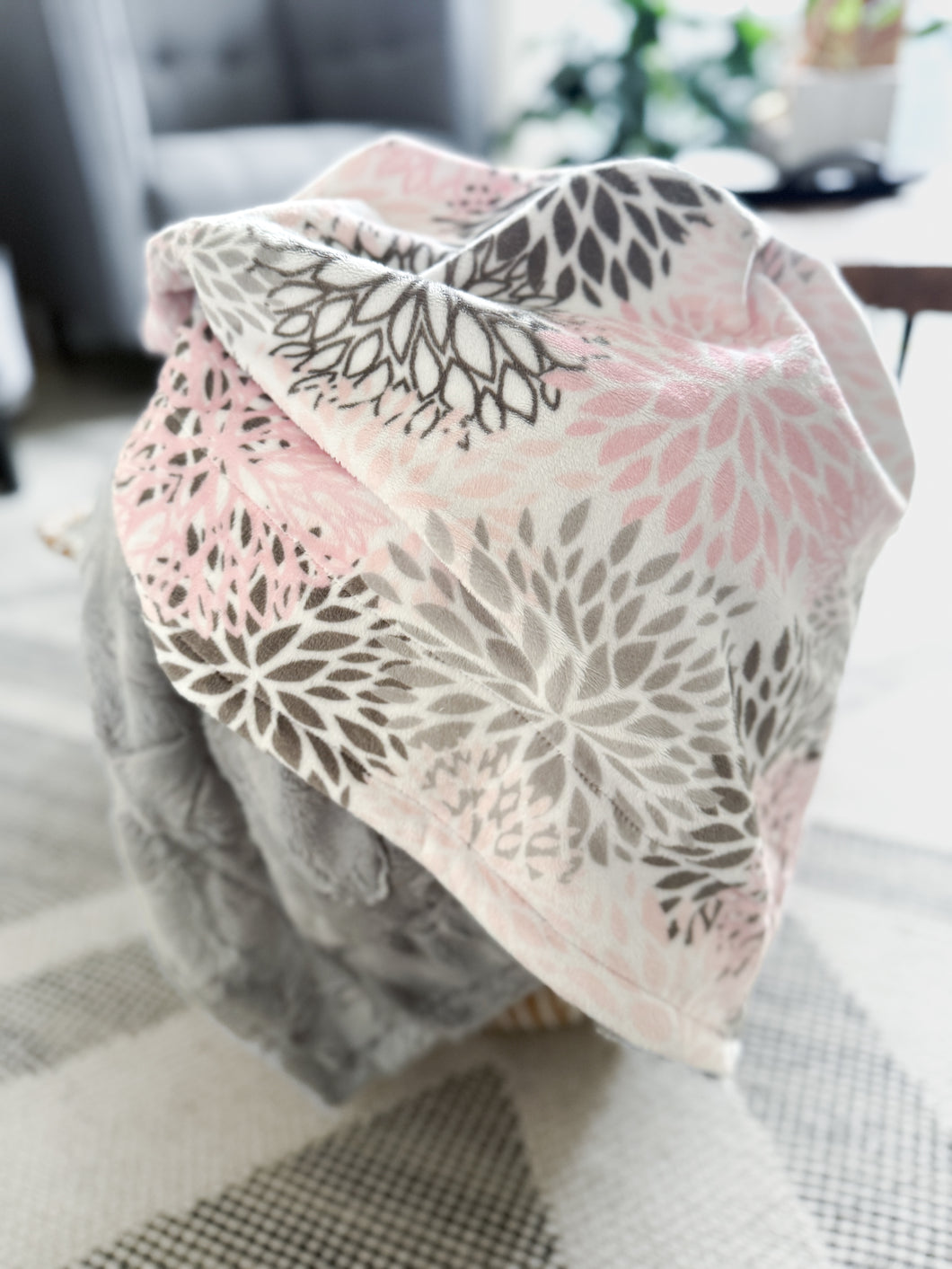 Blush Blooms - LUXE Adult Minky Blanket