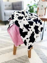 Load image into Gallery viewer, Cow Moo - Baby Minky Blanket