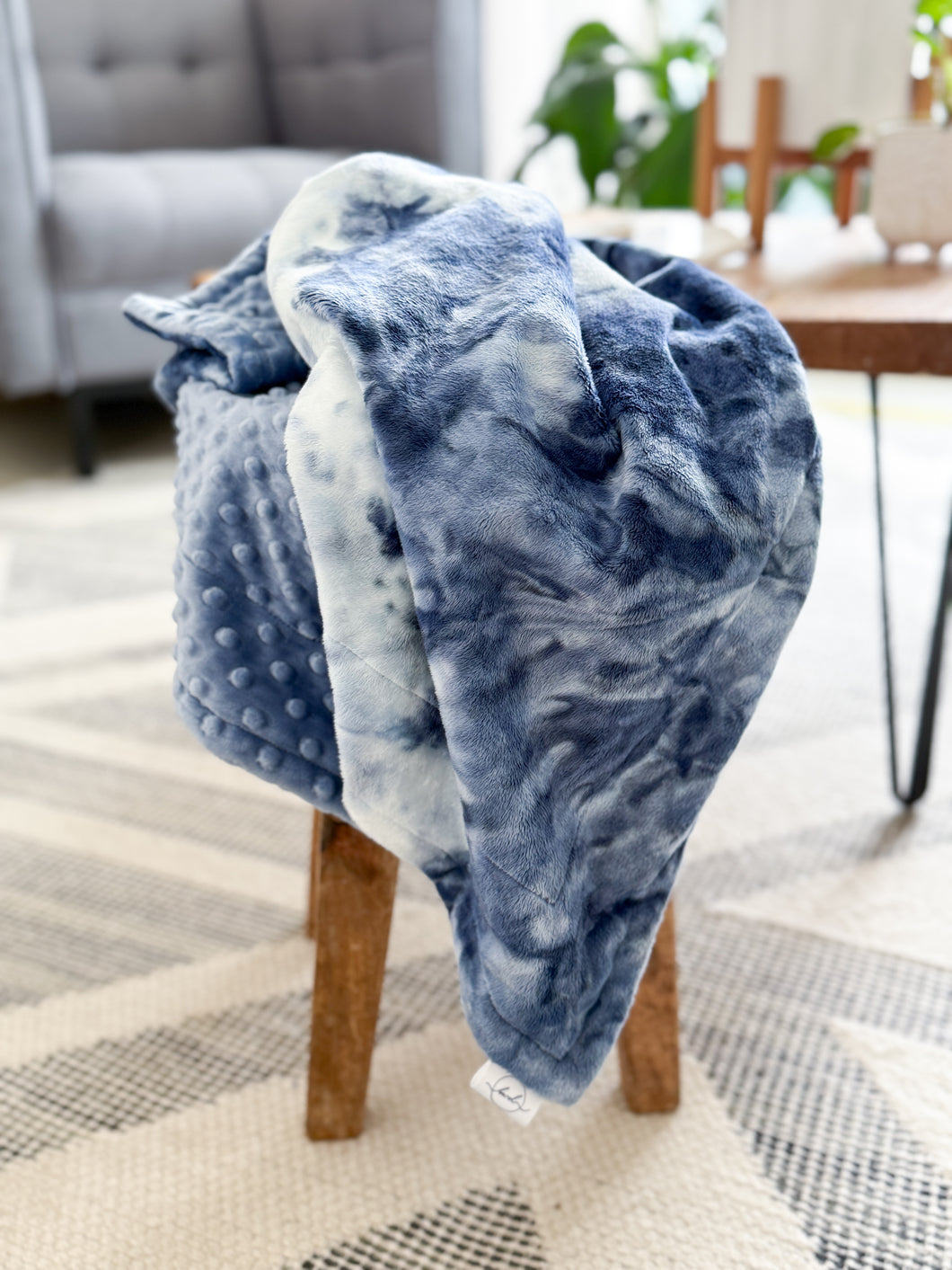 Navy Tie Dye - Baby Minky Blanket