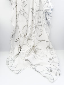 Gray Floral Bamboo Swaddle