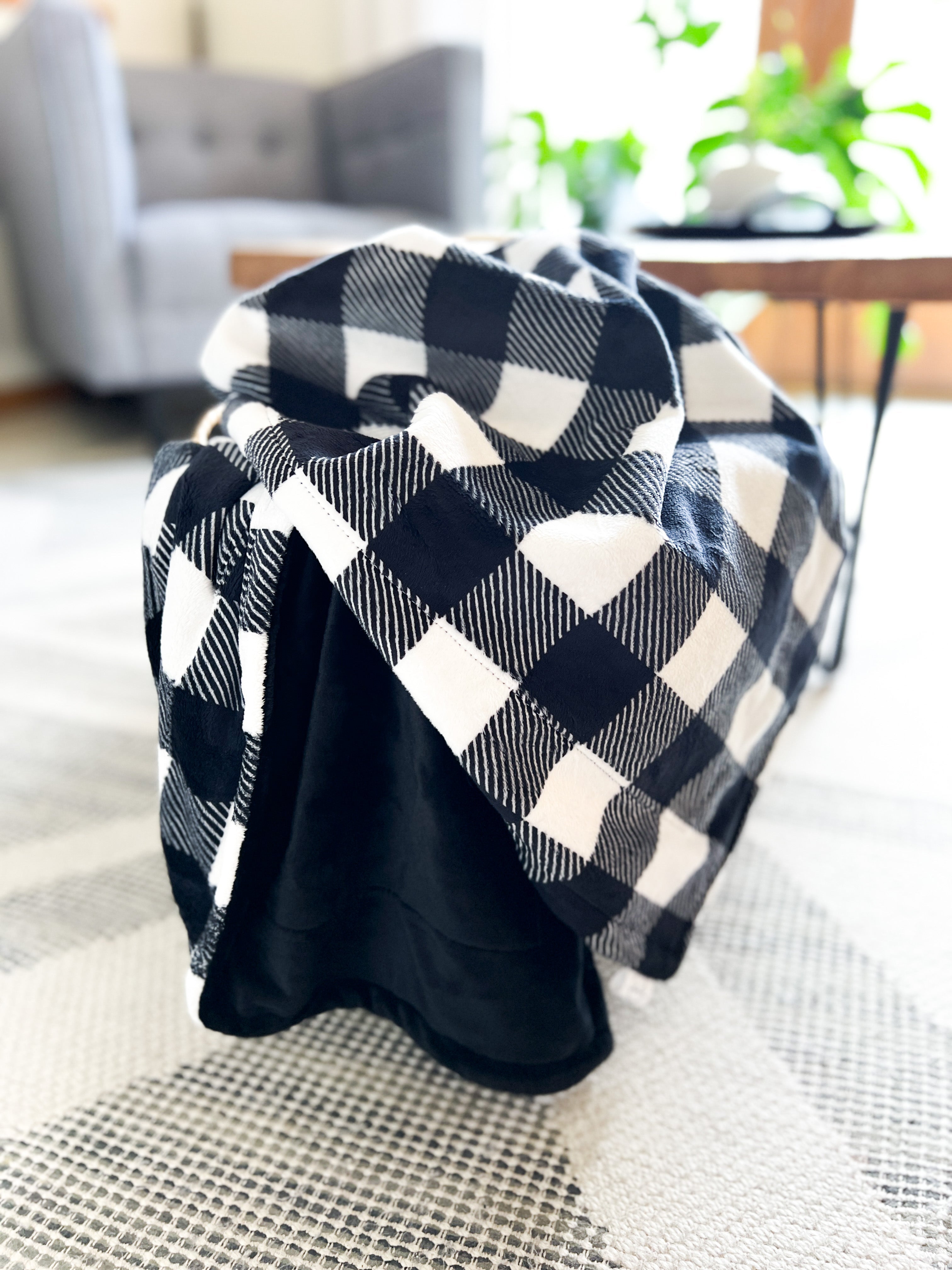 Plaid Fleece Blanket Buffalo Plaid Black And White Blanket Black