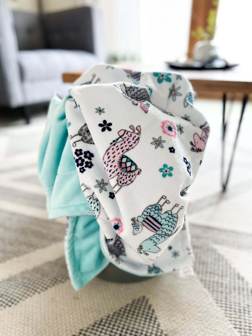 Blankets - Blush Llama - Soft Toddler Minky Blanket
