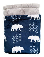 Load image into Gallery viewer, Blankets - Navy Bearfoot - Baby Minky Blanket