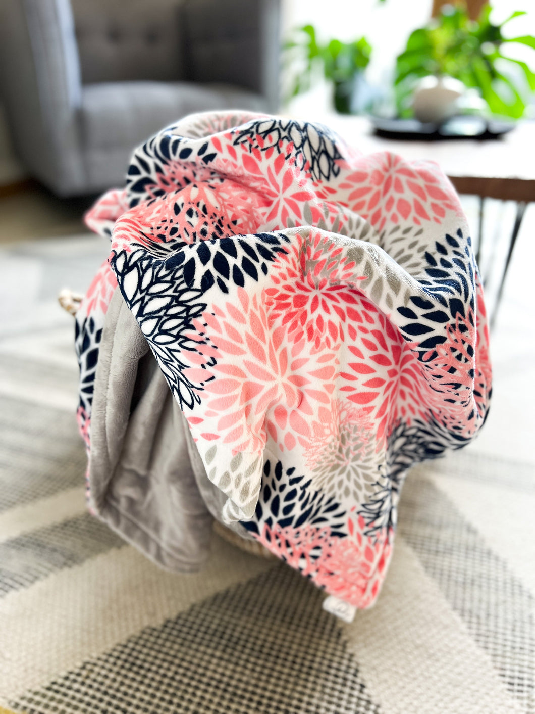 Coral Blooms - Soft Adult Minky Blanket