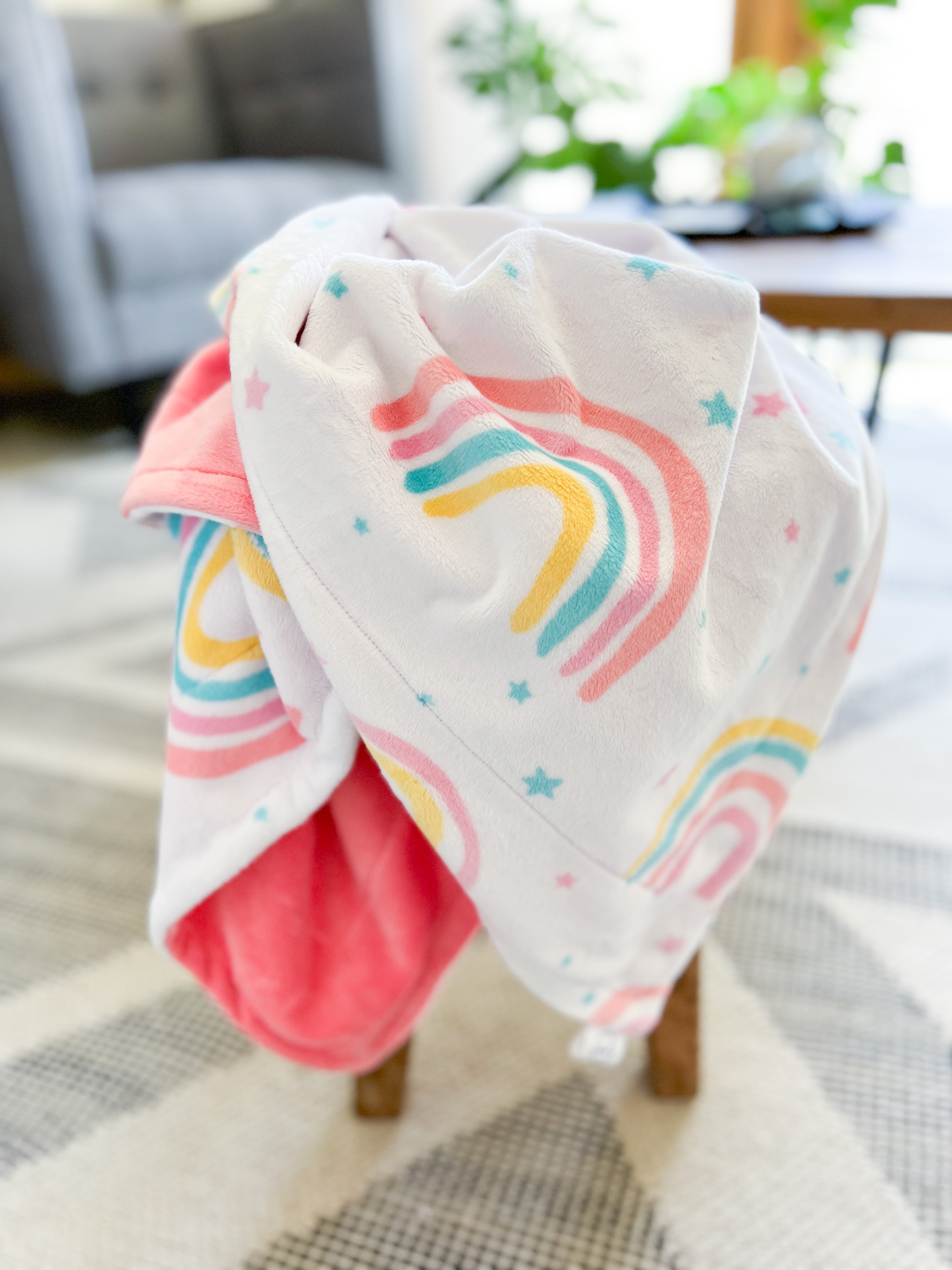 Pink Rainbow Minky buying Blanket