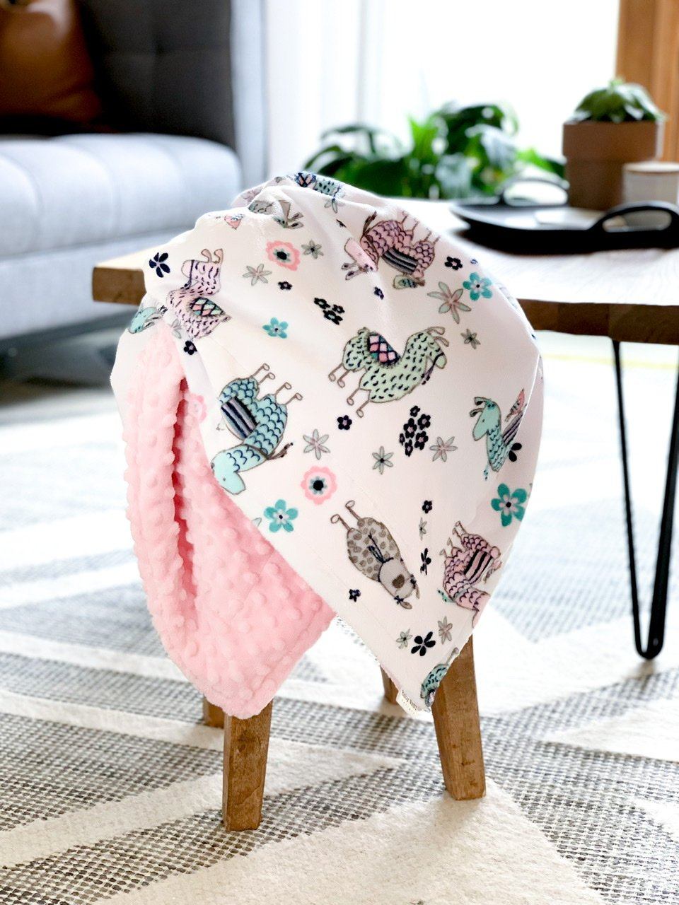Blush Llama - Baby Minky Blanket