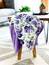 Load image into Gallery viewer, Blankets - Eggplant Rosie - Soft Baby Minky Blanket