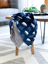 Load image into Gallery viewer, Blankets - Navy Bearfoot - Soft Baby Minky Blanket