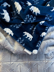 Blankets - Navy Bearfoot - Soft Baby Minky Blanket
