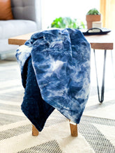 Load image into Gallery viewer, Blankets - Navy Tie Dye - Soft Baby Minky Blanket