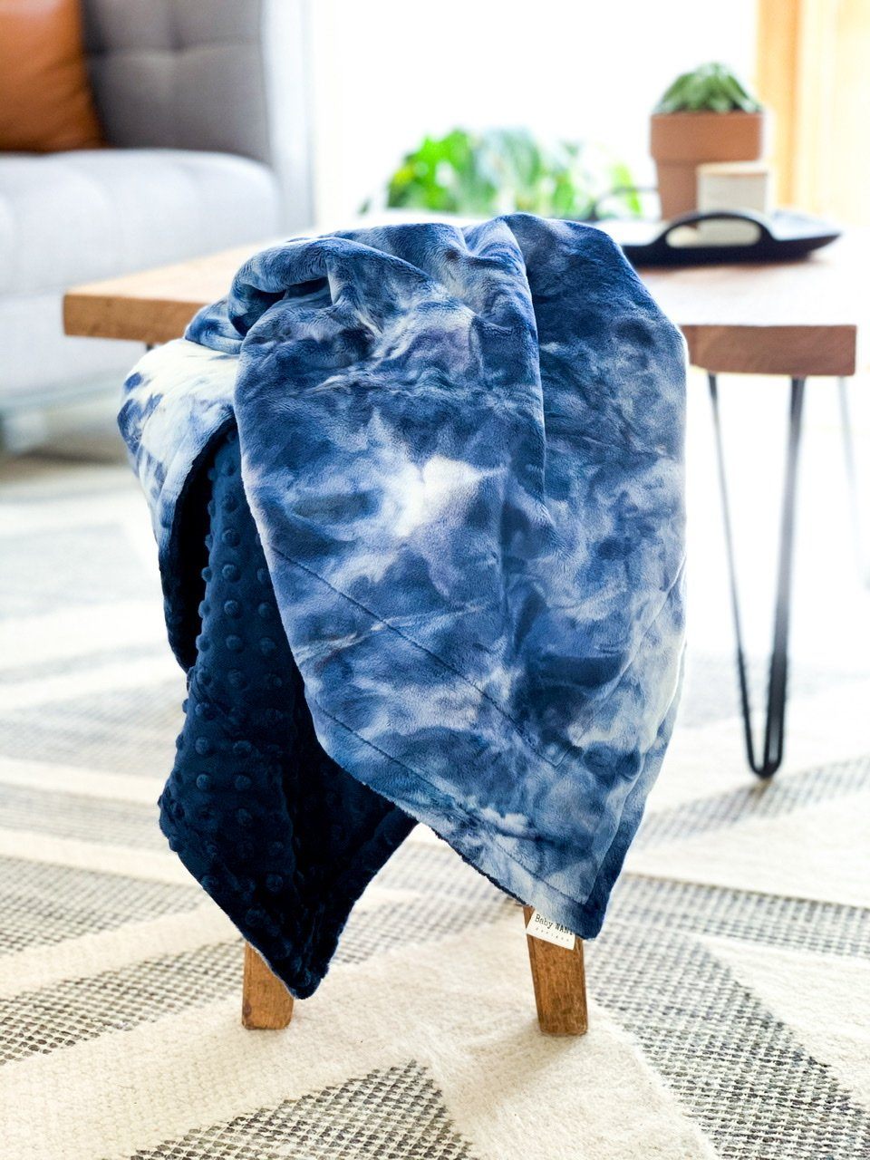 Blankets - Navy Tie Dye - Soft Baby Minky Blanket