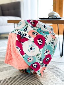 Blankets - Papaya Blossom - Soft Youth Minky Blanket