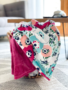 Blankets - Papaya Blossom - Soft Youth Minky Blanket